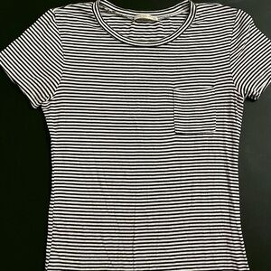 Black and White Striped Fitted Tee